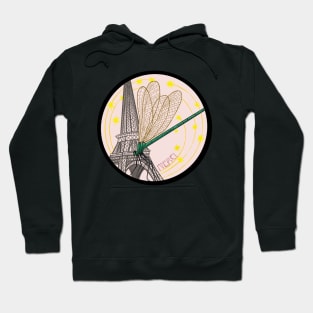 Eiffel Tower with Dragonfly and Stars Merci Hoodie